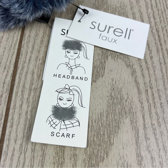 Surell Rex Rabbit Faux Fur Knit Stretch Headband OS Navy Blue $65 main image 8
